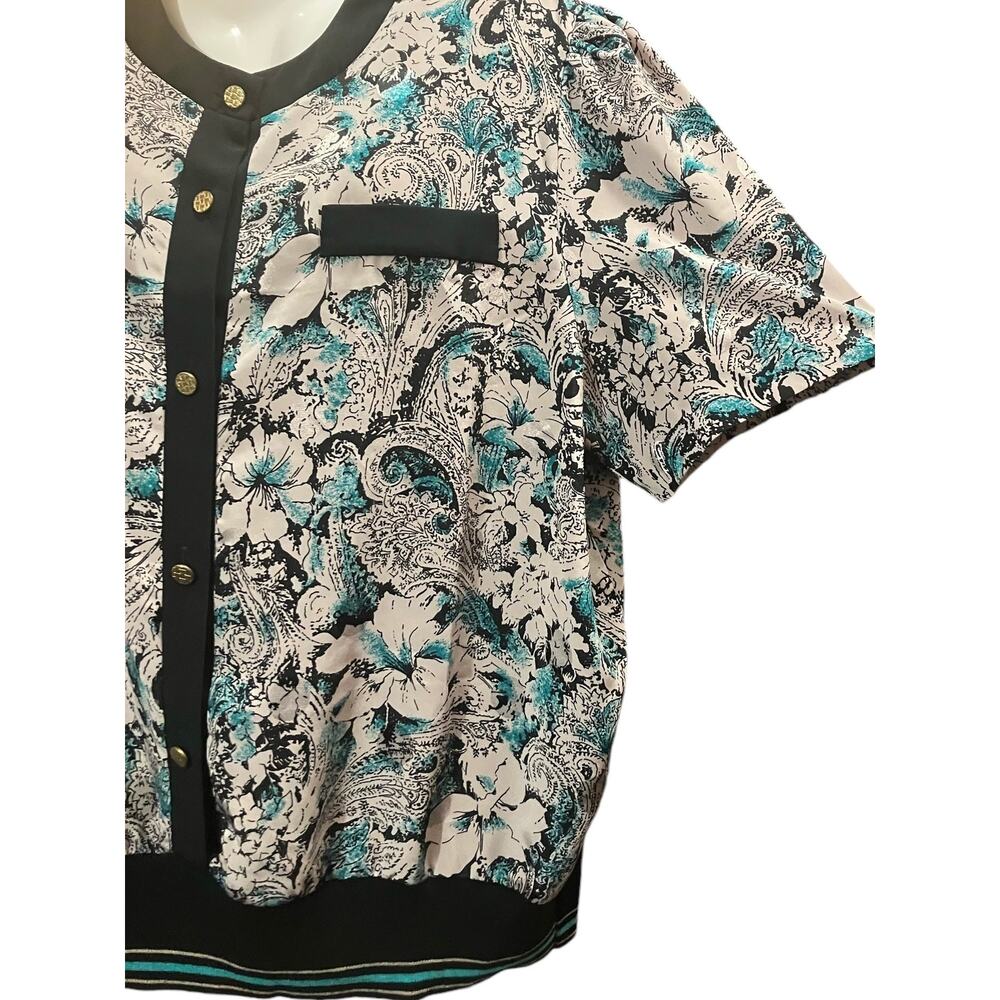 CB Collections Women's Button-Down Stretch Waist Floral Blouse | Size XL VTG - Picture 7 of 9